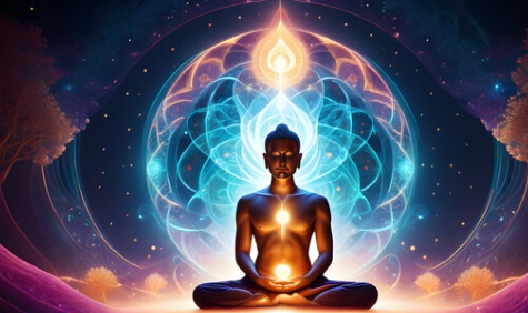 Yoga figure radiating energy