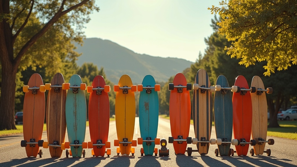 Picture of colorful skateboards