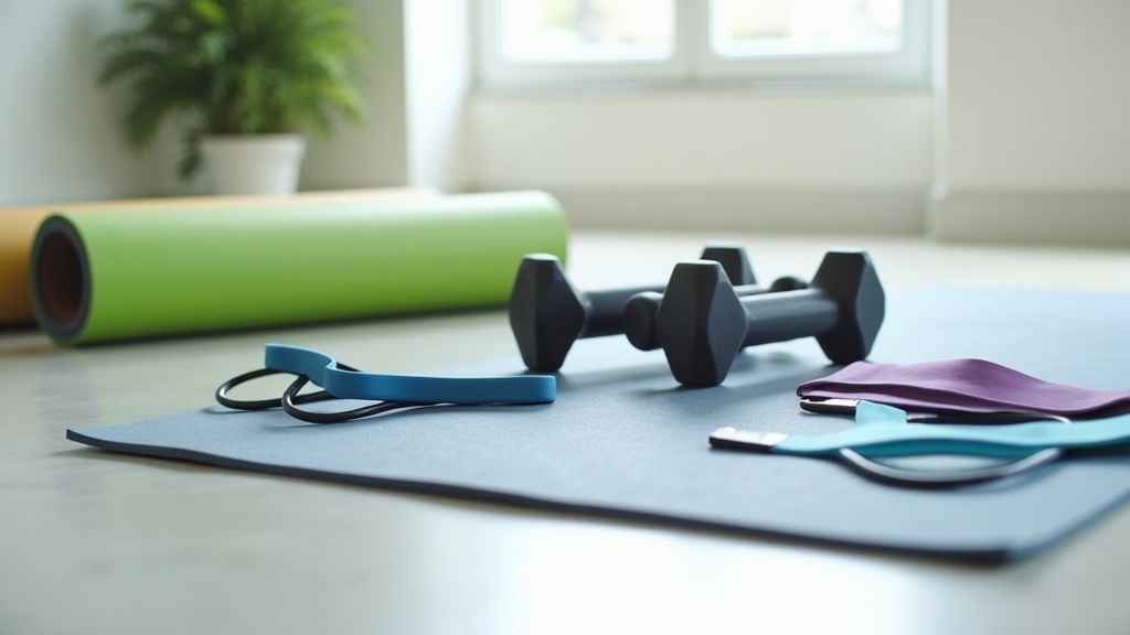 Weights and yoga mats