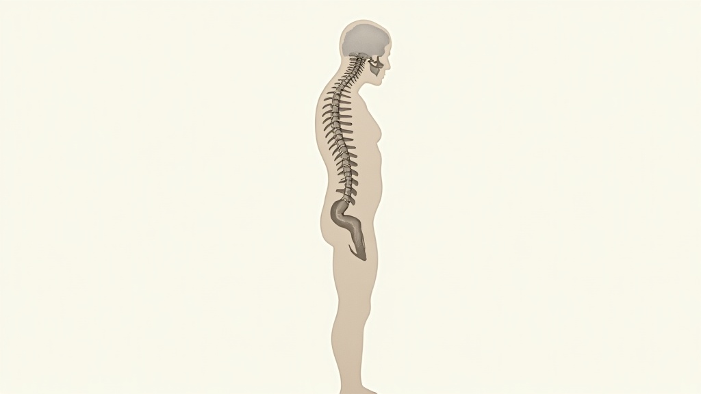 An abstract representation of posture problems - spine shape shown over geometric, minimal background.